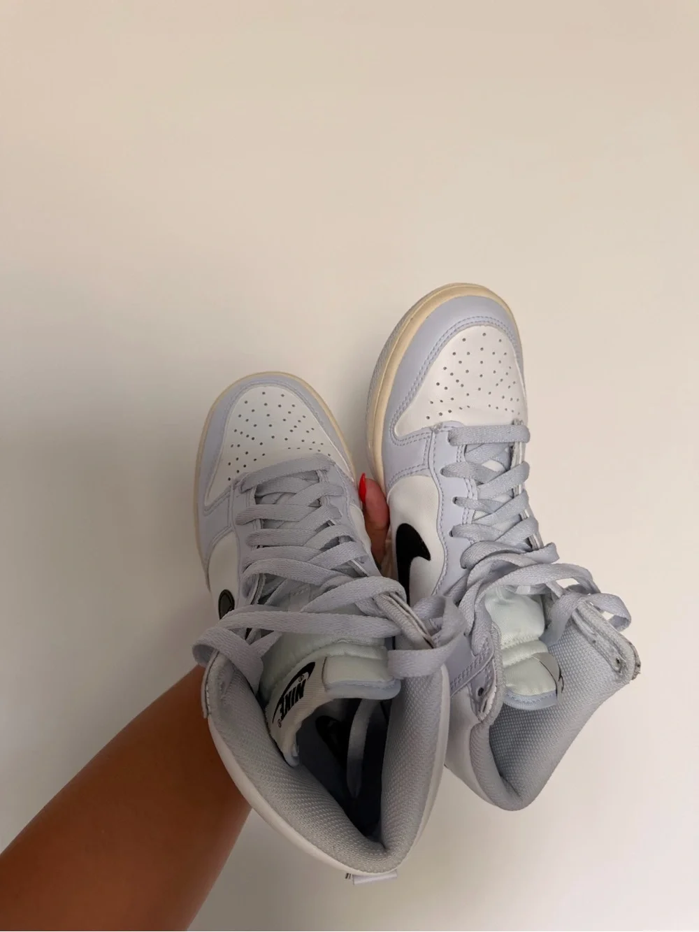 Nike Kids White High-Top Sneakers with Black Swoosh
